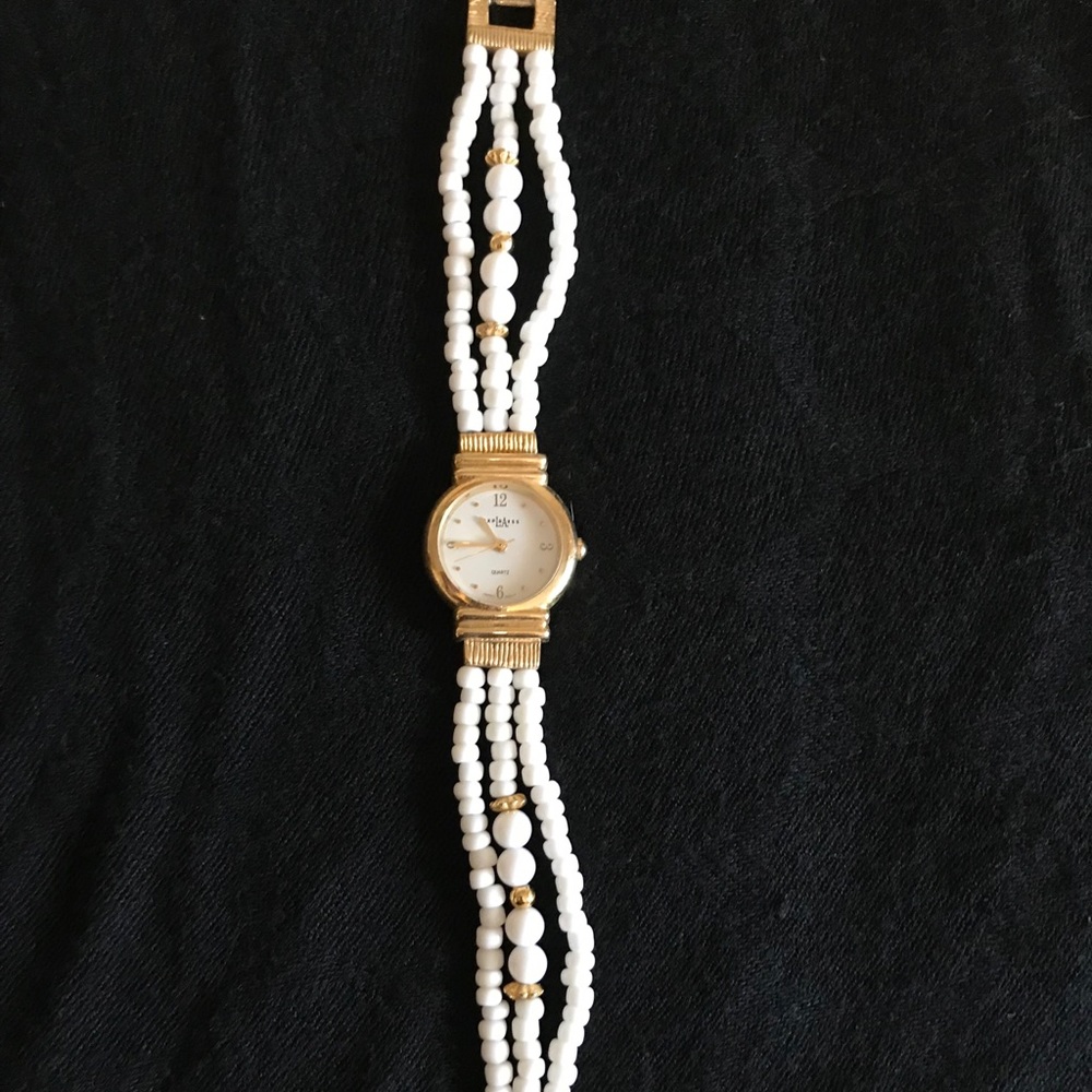 LA Express White Beaded Band Watch